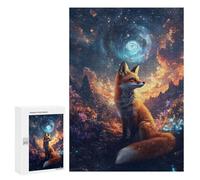 Jigsaw 300 PCS for Adults Fox in Cosmic Nature Jigsaw Puzzle Brain Teaser Game Difficult Hard Deal As Gifts for The Whole Family 300 PCS