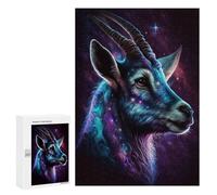 Jigsaw 300 PCS for Adults Galactic Goat Portrait -4 Jigsaw Puzzle Brain Teaser Game Difficult Hard Deal As Gifts for The Whole Family 300 PCS