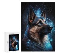 Jigsaw 300 PCS for Adults Galactic Guardian German Shepherd Art Print -3 Jigsaw Puzzle Brain Teaser Game Difficult Hard Deal As Gifts for The Whole Family 300 PCS