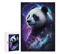 Jigsaw 300 PCS for Adults Galactic Panda Art Print Jigsaw Puzzle Brain Teaser Game Difficult Hard Deal As Gifts for The Whole Family 300 PCS