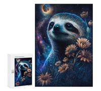 Jigsaw 300 PCS for Adults Galactic Sloth with Flowers -1 Jigsaw Puzzle Brain Teaser Game Difficult Hard Deal As Gifts for The Whole Family 300 PCS