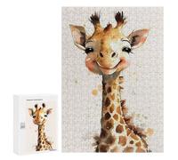 Jigsaw 300 PCS for Adults Giraffe Watercolor Adult Jigsaw Puzzle Fun Games Analysis And Logic Unique Birthday And Gifts 300 PCS