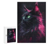 `jigsaw 300 PCS for Adults Glowing Neon Cat Art Print-3 Jigsaws for Adults Puzzle Stress Reliever Challenging To Complete Stress Reduction Gifts 300 PCS