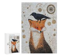 Jigsaw 300 PCS for Adults Gustav Klimt Fox And Raven Jigsaw Puzzle Brain Teaser Game Difficult Hard Deal As Gifts for The Whole Family 300 PCS