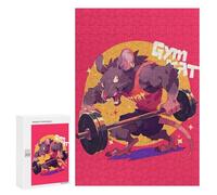 Jigsaw 300 PCS for Adults Gym Rat Cartoon Illustration Jigsaw Puzzle Brain Teaser Game Difficult Hard Deal As Gifts for The Whole Family 300 PCS