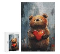 `jigsaw 300 PCS for Adults Love Bear with Heart Jigsaws for Adults Puzzle Stress Reliever Challenging To Complete Stress Reduction Gifts 300 PCS
