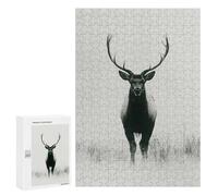 Jigsaw 300 PCS for Adults Majestic Elk Portrait in Monochrome Jigsaw Puzzle Brain Teaser Game Difficult Hard Deal As Gifts for The Whole Family 300 PCS