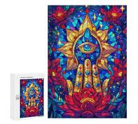 Jigsaw 300 PCS for Adults Mystic Mandala Hand Jigsaw Puzzle Brain Teaser Game Difficult Hard Deal As Gifts for The Whole Family 300 PCS