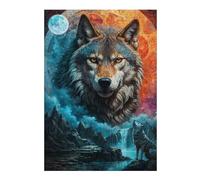Jigsaw 300 PCS for Adults Mystical Moon Lone Wolf Puzzles for Adults Brain Teaser Game Perfect Decoration Help The Brain Exercise 300 PCS