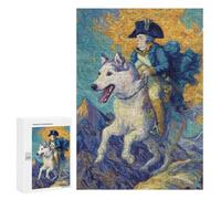 `jigsaw 300 PCS for Adults Painting Man Riding Husky Jigsaws for Adults Puzzle Stress Reliever Challenging To Complete Stress Reduction Gifts 300 PCS