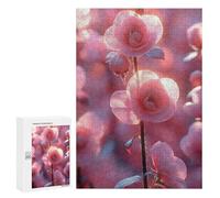Jigsaw 300 PCS for Adults Pink Camellia Flowers in Bloom Jigsaw Puzzle Brain Teaser Game Difficult Hard Deal As Gifts for The Whole Family 300 PCS