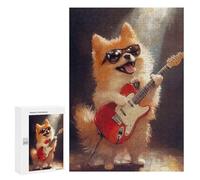 `jigsaw 300 PCS for Adults Pomeranian Playing Guitar-2 Jigsaws for Adults Puzzle Stress Reliever Challenging To Complete Stress Reduction Gifts 300 PCS