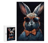Jigsaw 300 PCS for Adults Rabbit Bunny Sunglasses Adult Jigsaw Puzzle Fun Games Analysis And Logic Unique Birthday And Gifts 300 PCS