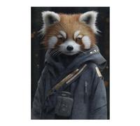 Jigsaw 300 PCS for Adults Red Panda in A Hoodie Animal Puzzles for Adults Brain Teaser Game Perfect Decoration Help The Brain Exercise 300 PCS