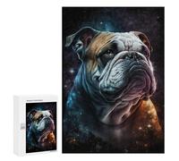 Jigsaw 300 PCS for Adults Space Bulldog Portrait Jigsaw Puzzle Brain Teaser Game Difficult Hard Deal As Gifts for The Whole Family 300 PCS