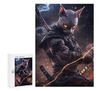 Jigsaw 300 PCS for Adults Sphynx Cat Samurai Warrior Animal Jigsaw Puzzle Brain Teaser Game Difficult Hard Deal As Gifts for The Whole Family 300 PCS