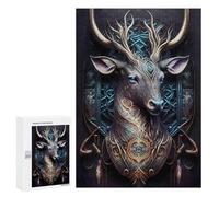 Jigsaw 300 PCS for Adults Spiritual Cosmic Deer Jigsaw Puzzle Brain Teaser Game Difficult Hard Deal As Gifts for The Whole Family 300 PCS