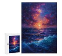 Jigsaw 300 PCS for Adults Starry Sunset Sea Adult Jigsaw Puzzle Fun Games Analysis And Logic Unique Birthday And Gifts 300 PCS