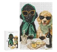 Jigsaw 300 PCS for Adults Stylish Dogs Enjoying Wine And Cheese Jigsaw Puzzle Brain Teaser Game Difficult Hard Deal As Gifts for The Whole Family 300 PCS