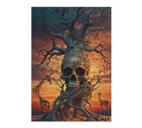 Jigsaw 300 PCS for Adults Surreal Tree Roots Skull Puzzles for Adults Brain Teaser Game Perfect Decoration Help The Brain Exercise 300 PCS