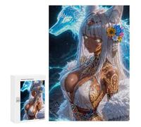 Jigsaw 300 PCS for Adults Tattooed Wolf Girl Spirit Jigsaw Puzzle Brain Teaser Game Difficult Hard Deal As Gifts for The Whole Family 300 PCS
