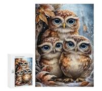 Jigsaw 300 PCS for Adults Three Cute Owls in Winter Scene Puzzle for Adults Relaxing Games Analysis And Logic Stress Reduction Gifts 300 PCS