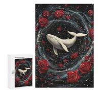 `jigsaw 300 PCS for Adults Whale Roses Space Art Print Jigsaws for Adults Puzzle Stress Reliever Challenging To Complete Stress Reduction Gifts 300 PCS