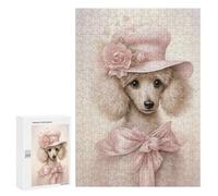 Jigsaw 300 PCS for Adults White Poodle in Hat Puzzle for Adults Relaxing Games Analysis And Logic Stress Reduction Gifts 300 PCS