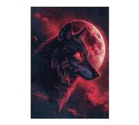 Jigsaw 300 PCS for Adults Wolf Moon Clouds Red Eyes Puzzles for Adults Brain Teaser Game Perfect Decoration Help The Brain Exercise 300 PCS