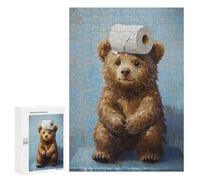 Jigsaw 300 PCS for Teenagers Bear with Toilet Paper on Head-1 Puzzle For Teenagers Difficult Hard Fun Activities at Home Addictive Toys to Cultivate Patience 300 PCS