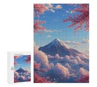 Jigsaw 300 PCS for Teenagers Cherry Blossom Mountain Sky Puzzle For Teenagers Difficult Hard Fun Activities at Home Addictive Toys to Cultivate Patience 300 PCS