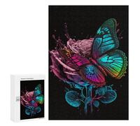 Jigsaw 300 PCS for Teenagers Colorful Butterfly on Rose Puzzle For Teenagers Enhance Memory Challenging To Complete Family Fun & Game Night 300 PCS