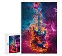 Jigsaw 300 PCS for Teenagers Electric Guitar with Fire Effect Puzzles for Teenagers Improve Memory for Birthday, Chrismas Christmas Birthday Gifts 300 PCS