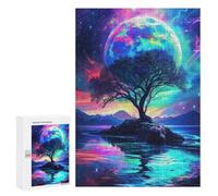 Jigsaw 300 PCS for Teenagers Fantasy Galaxy Tree Island Puzzle For Teenagers Difficult Hard Fun Activities at Home Addictive Toys to Cultivate Patience 300 PCS