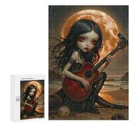 Jigsaw 300 PCS for Teenagers Gothic Moonlit Guitarist Puzzle For Teenagers Difficult Hard Fun Activities at Home Addictive Toys to Cultivate Patience 300 PCS