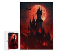 Jigsaw 300 PCS for Teenagers Halloween Castle with Full Moon -4 Puzzle For Teenagers Difficult Hard Fun Activities at Home Addictive Toys to Cultivate Patience 300 PCS