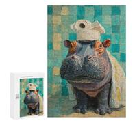 Jigsaw 300 PCS for Teenagers Hippos in The Bathroom-2 Puzzles for Teenagers Analysis And Logic Train Your Brain And Hands Unique Challenge Game 300 PCS