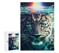 Jigsaw 300 PCS for Teenagers Leopard Underwater Rainbow Puzzle For Teenagers Enhance Memory Challenging To Complete Family Fun & Game Night 300 PCS