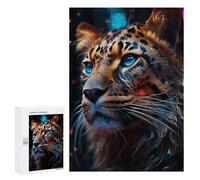 Jigsaw 300 PCS for Teenagers Leopard with Blue Eyes -5 Puzzles for Teenagers Analysis And Logic Train Your Brain And Hands Unique Challenge Game 300 PCS