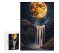 Jigsaw 300 PCS for Teenagers Moonlit Waterfall Scene Puzzle For Teenagers Enhance Memory Challenging To Complete Family Fun & Game Night 300 PCS