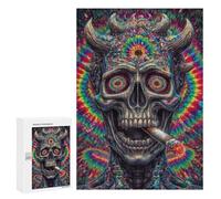 Jigsaw 300 PCS for Teenagers Psychedelic Devil Skull Art Print-3 Puzzles for Teenagers Improve Memory for Birthday, Chrismas Christmas Birthday Gifts 300 PCS