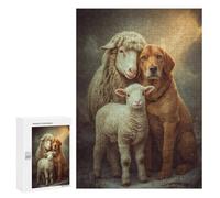 Jigsaw 300 PCS for Teenagers Sheep, Lamb, And Dog Friendship Puzzle For Teenagers Difficult Hard Fun Activities at Home Addictive Toys to Cultivate Patience 300 PCS