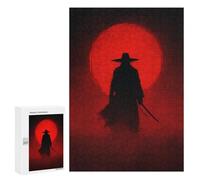 Jigsaw 300 PCS for Teenagers Silhouette Samurai Sunset Puzzle For Teenagers Enhance Memory Challenging To Complete Family Fun & Game Night 300 PCS