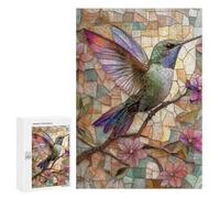 Jigsaw 300 PCS for Teenagers Stained Glass Hummingbird Art Puzzles for Teenagers Improve Memory for Birthday, Chrismas Christmas Birthday Gifts 300 PCS