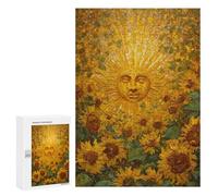 Jigsaw 300 PCS for Teenagers Sunflower Field with Smiling Sun Puzzles for Teenagers Analysis And Logic Train Your Brain And Hands Unique Challenge Game 300 PCS