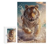 Jigsaw 300 PCS for Teenagers Tiger Running in Water-1 Puzzle For Teenagers Difficult Hard Fun Activities at Home Addictive Toys to Cultivate Patience 300 PCS