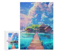 Jigsaw 300 PCS for Teenagers Tropical Paradise Island Puzzle For Teenagers Difficult Hard Fun Activities at Home Addictive Toys to Cultivate Patience 300 PCS