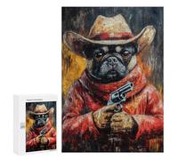 Jigsaw 300 PCS for Teenagers Western Dog Sheriff Art Print Puzzles for Teenagers Improve Memory for Birthday, Chrismas Christmas Birthday Gifts 300 PCS