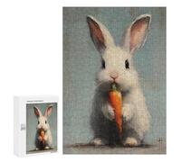 Jigsaw 300 PCS for Teenagers White Bunny with Carrot Puzzles for Teenagers Improve Memory for Birthday, Chrismas Christmas Birthday Gifts 300 PCS