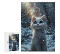 Jigsaw 300 PCS for Teenagers Winter Wonderland Kitten Puzzle For Teenagers Enhance Memory Challenging To Complete Family Fun & Game Night 300 PCS
